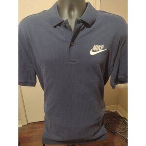 New NWT Men's Nike Polo Shirt Large L Navy Blue Cotton Short Sleeve Top Swoosh